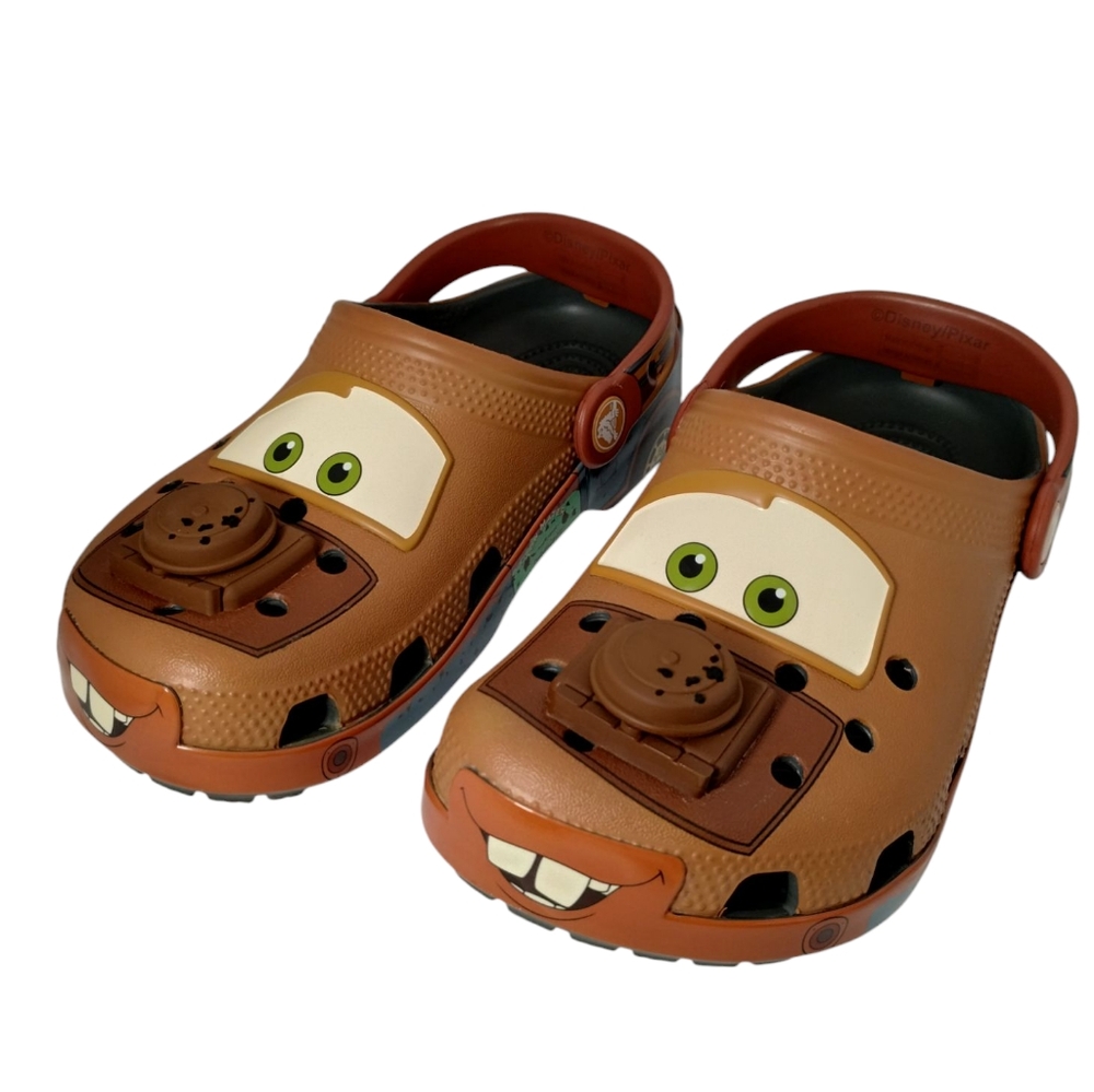 Disney Pixar Mater Crocs Kids’ Size J2 Clogs Shoes Crocs Mater Tow Brown Cars